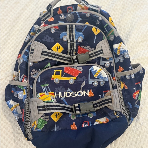 Pottery Barn Kids Other - Pottery Barn Kids Blue Construction Backpack Personalized “HUDSON”